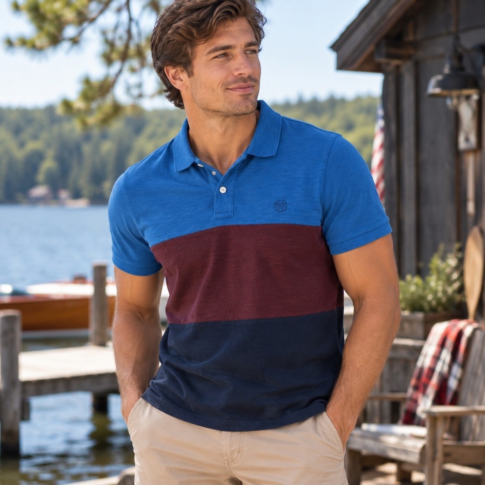 Aeropostale Mens XL Colorblock Stretch Pique Polo Blue Burgundy Navy 3368 NWT